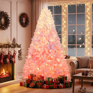 5/6/7/8 FT Artificial Christmas Tree with Warm White LED Lights and 8 Modes for Holiday-8 Feet view 3