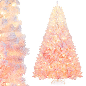 5/6/7/8 FT Artificial Christmas Tree with Warm White LED Lights and 8 Modes for Holiday-8 Feet view 4