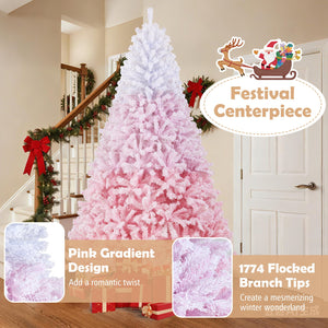 5/6/7/8 FT Artificial Christmas Tree with Warm White LED Lights and 8 Modes for Holiday-8 Feet view 7