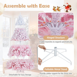 5/6/7/8 FT Artificial Christmas Tree with Warm White LED Lights and 8 Modes for Holiday-8 Feet view 9