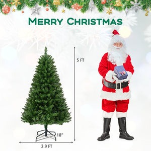 5/6/7 Feet Artificial Christmas Tree Hinged Xmas Tree with 7 Lighting Modes-5 Feet view 5