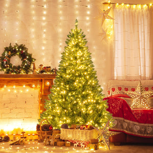 5/6/7 Feet Artificial Christmas Tree Hinged Xmas Tree with 7 Lighting Modes-6 Feet view 2