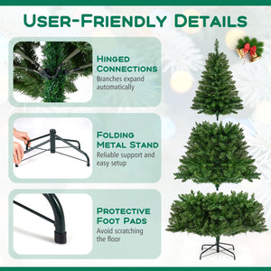 5/6/7 Feet Artificial Christmas Tree Hinged Xmas Tree with 7 Lighting Modes-6 Feet view 9