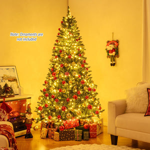 5/6/7 Feet Artificial Christmas Tree Hinged Xmas Tree with 7 Lighting Modes-7 Feet view 6
