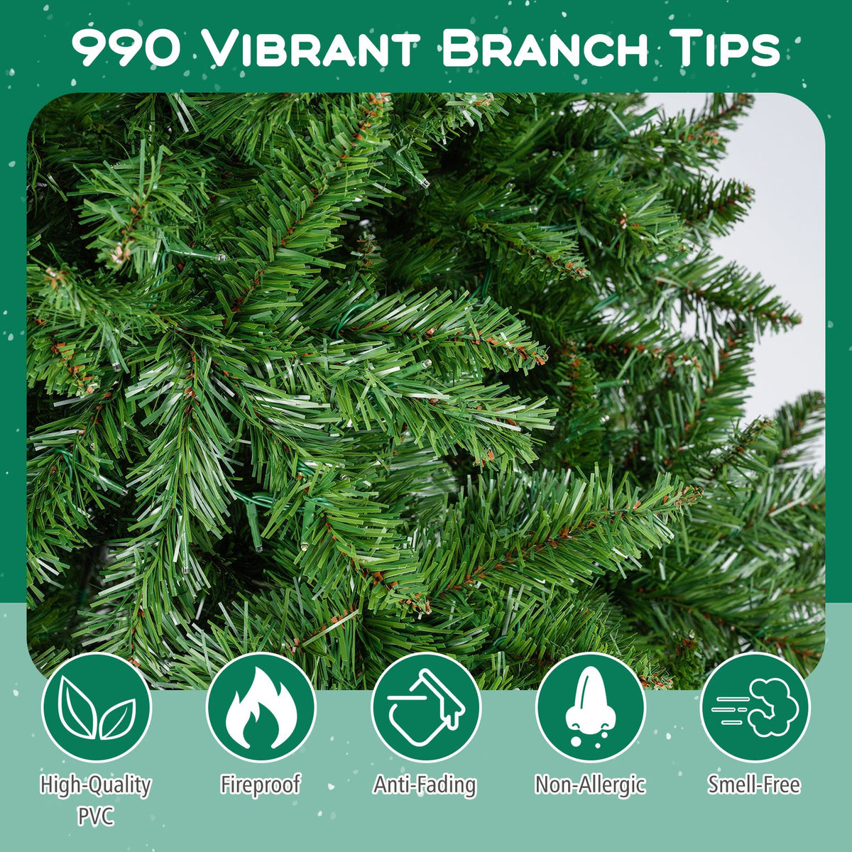 5/6/7 Feet Artificial Christmas Tree Hinged Xmas Tree with 7 Lighting Modes-7 Feet view 7