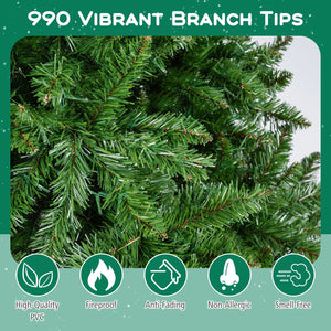 5/6/7 Feet Artificial Christmas Tree Hinged Xmas Tree with 7 Lighting Modes-7 Feet view 7