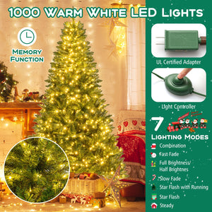 5/6/7 Feet Artificial Christmas Tree Hinged Xmas Tree with 7 Lighting Modes-7 Feet view 8