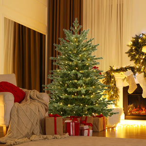 5/6/7 Feet Artificial Christmas Tree with 1426/2116/3156 Lush PVC and 200/300/400 Warm White LED Lights-5 fit view 3