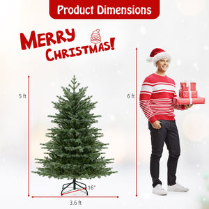 5/6/7 Feet Artificial Christmas Tree with 1426/2116/3156 Lush PVC and 200/300/400 Warm White LED Lights-5 fit view 5