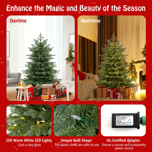 5/6/7 Feet Artificial Christmas Tree with 1426/2116/3156 Lush PVC and 200/300/400 Warm White LED Lights-5 fit view 8
