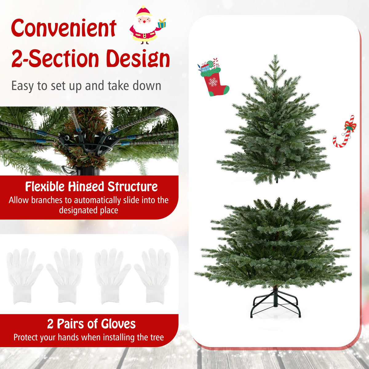 5/6/7 Feet Artificial Christmas Tree with 1426/2116/3156 Lush PVC and 200/300/400 Warm White LED Lights-5 fit view 9