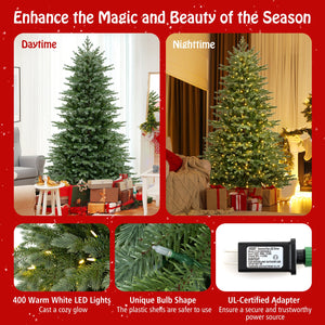 5/6/7 Feet Artificial Christmas Tree with 1426/2116/3156 Lush PVC and 200/300/400 Warm White LED Lights-L view 8