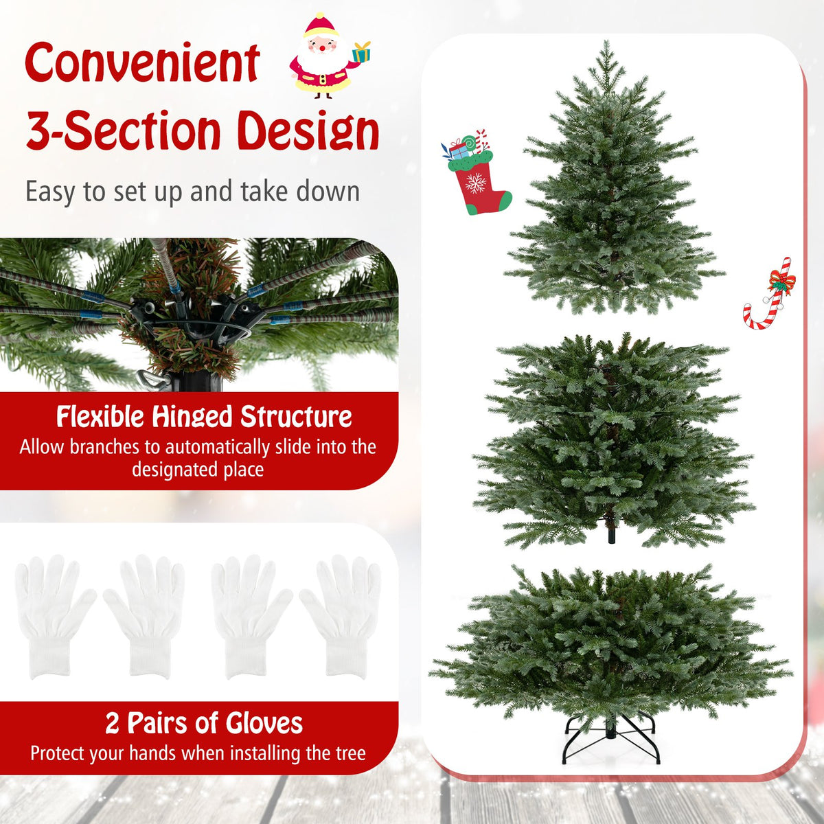 5/6/7 Feet Artificial Christmas Tree with 1426/2116/3156 Lush PVC and 200/300/400 Warm White LED Lights-L view 9