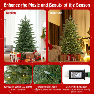 5/6/7 Feet Artificial Christmas Tree with 1426/2116/3156 Lush PVC and 200/300/400 Warm White LED Lights-M view 8