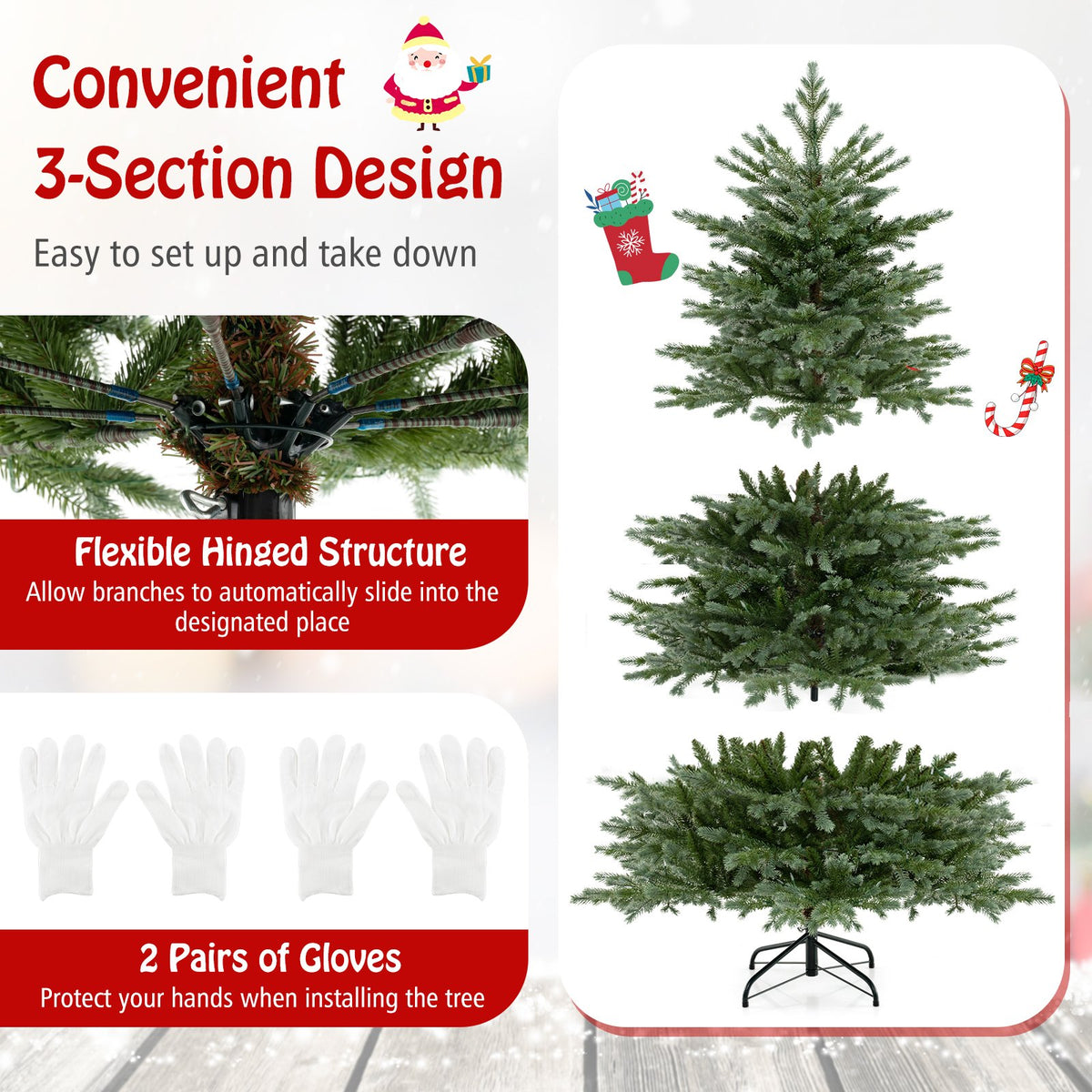 5/6/7 Feet Artificial Christmas Tree with 1426/2116/3156 Lush PVC and 200/300/400 Warm White LED Lights-M view 9