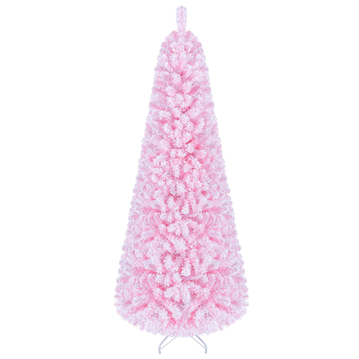 5/6/7 Feet Flocked Fir Christmas Tree with Warm White LED Lights-7 ft