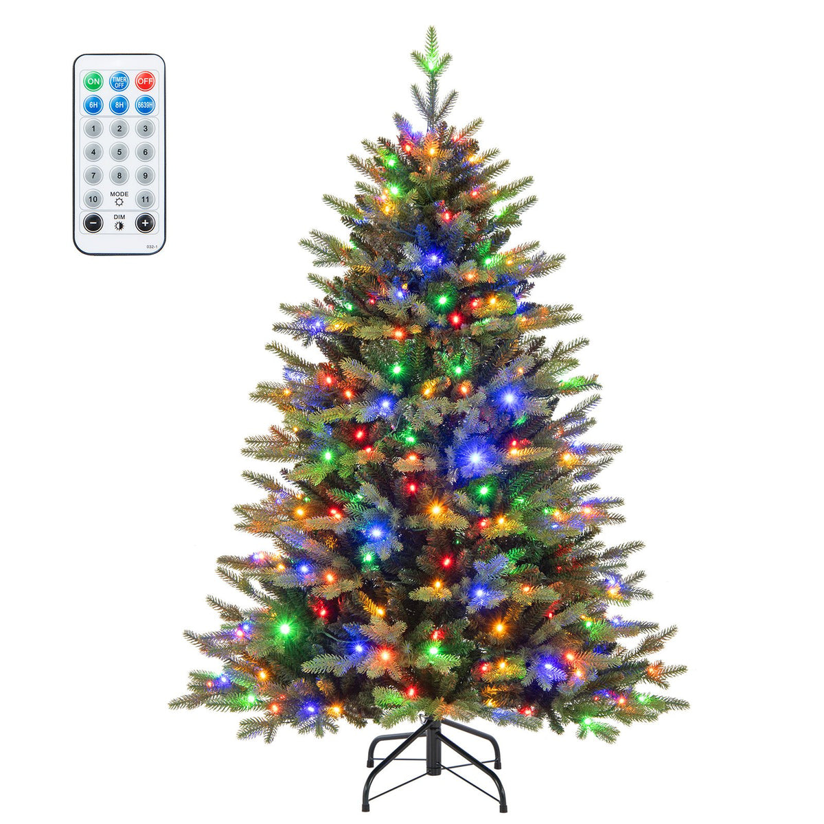 5 Feet Artificial Xmas Tree Hinged with 11 Lighting Modes and Remote Control-5 ft view 4