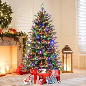 6 Feet Artificial Xmas Tree Hinged with 11 Lighting Modes and Remote Control-6 ft view 2