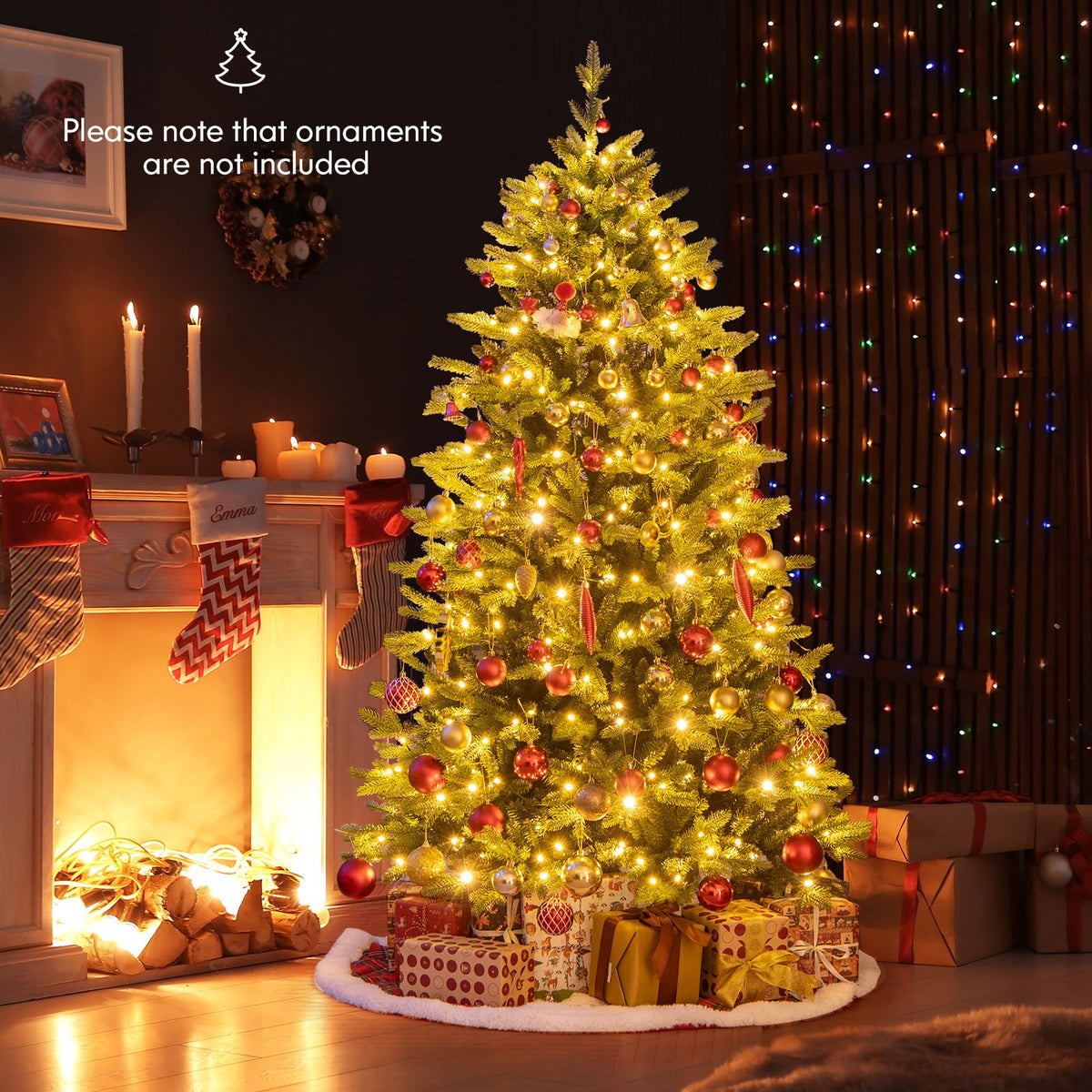 6 Feet Artificial Xmas Tree Hinged with 11 Lighting Modes and Remote Control-6 ft view 3