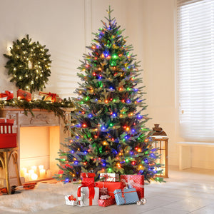7 Feet Artificial Xmas Tree Hinged with 11 Lighting Modes and Remote Control-7 ft view 3