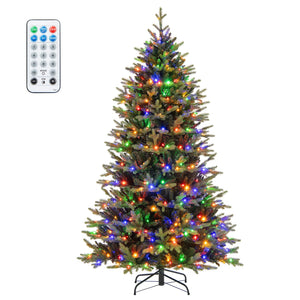7 Feet Artificial Xmas Tree Hinged with 11 Lighting Modes and Remote Control-7 ft view 4