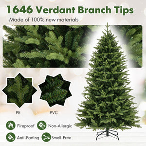 7 Feet Artificial Xmas Tree Hinged with 11 Lighting Modes and Remote Control-7 ft view 6