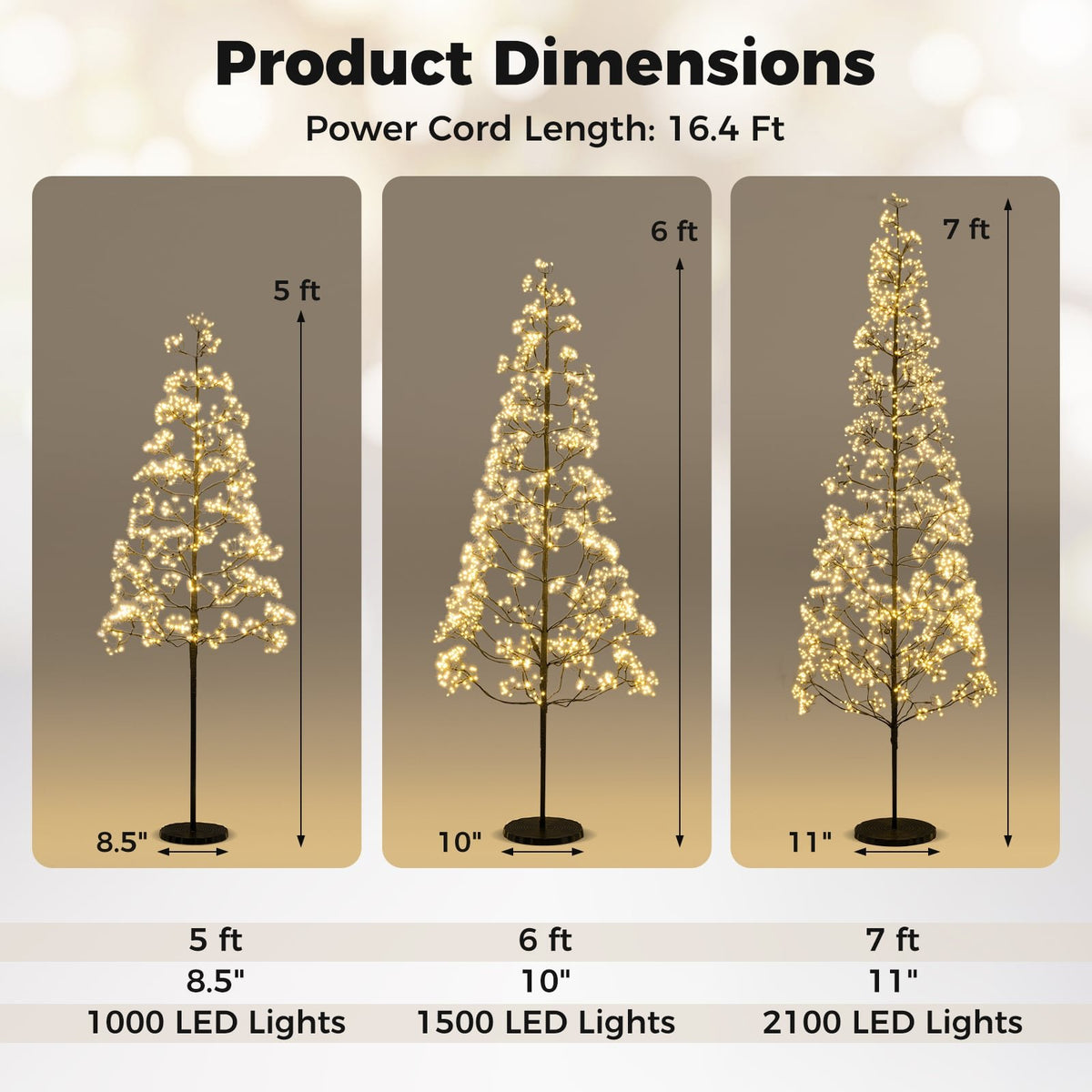 5/6/7 FT Lighted Alpine Tree with Warm White Light LED Lights Pre-lit Artificial Cedar Tree with Weighted Base-5ft view 5