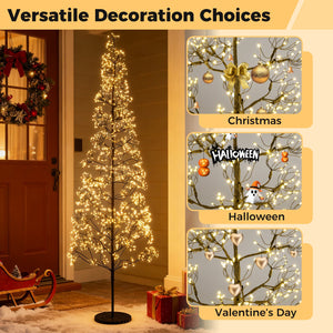 5/6/7 FT Lighted Alpine Tree with Warm White Light LED Lights Pre-lit Artificial Cedar Tree with Weighted Base-7 ft view 7