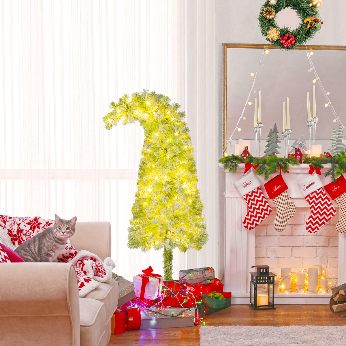 5/6/7 FT Whimsical Christmas Tree with Bendable Top and 216/290/366 Branch-5 FT view 2