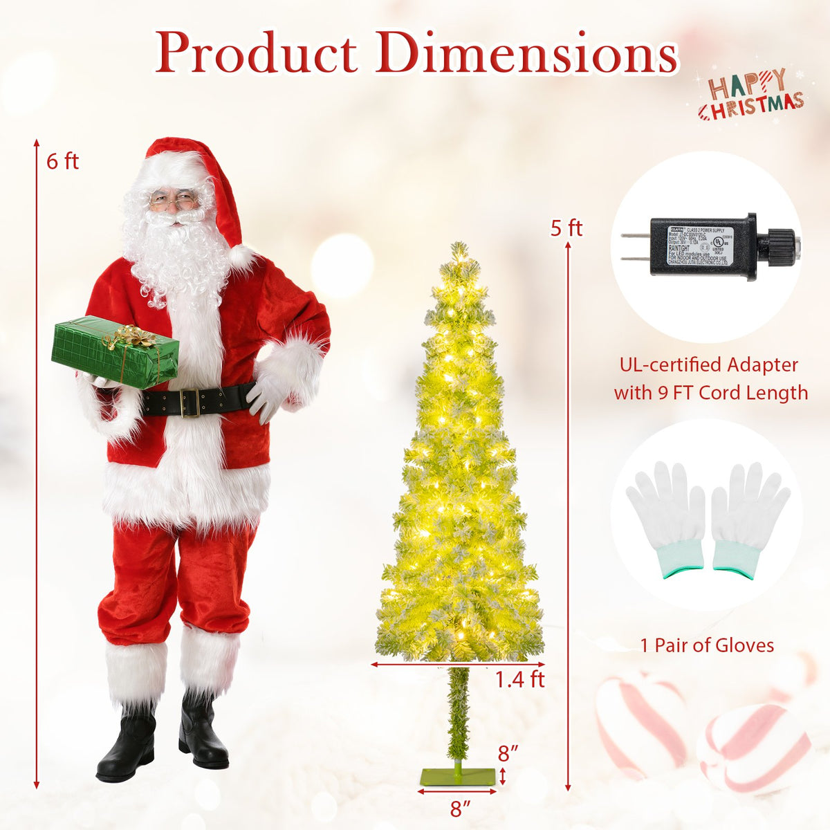 5/6/7 FT Whimsical Christmas Tree with Bendable Top and 216/290/366 Branch-5 FT view 5