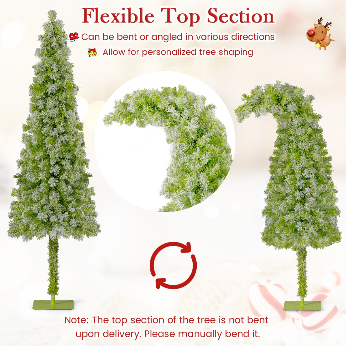 5/6/7 FT Whimsical Christmas Tree with Bendable Top and 216/290/366 Branch-5 FT view 9
