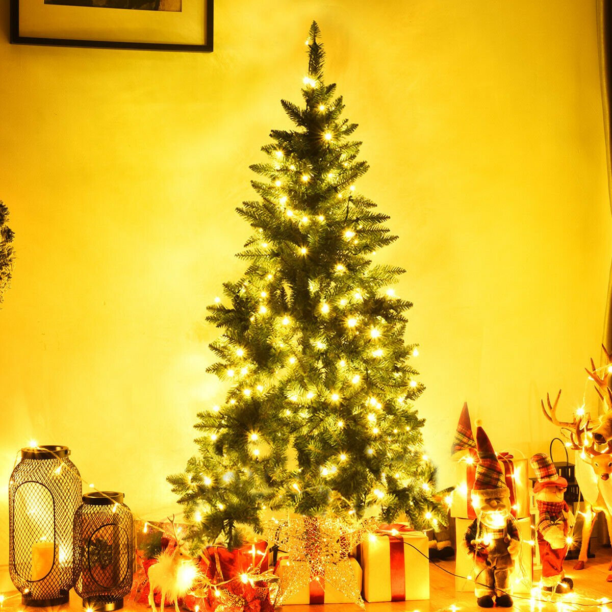 Pre-Lit Artificial Half National Christmas Tree with 8 Flash Modes-5 ft view 2