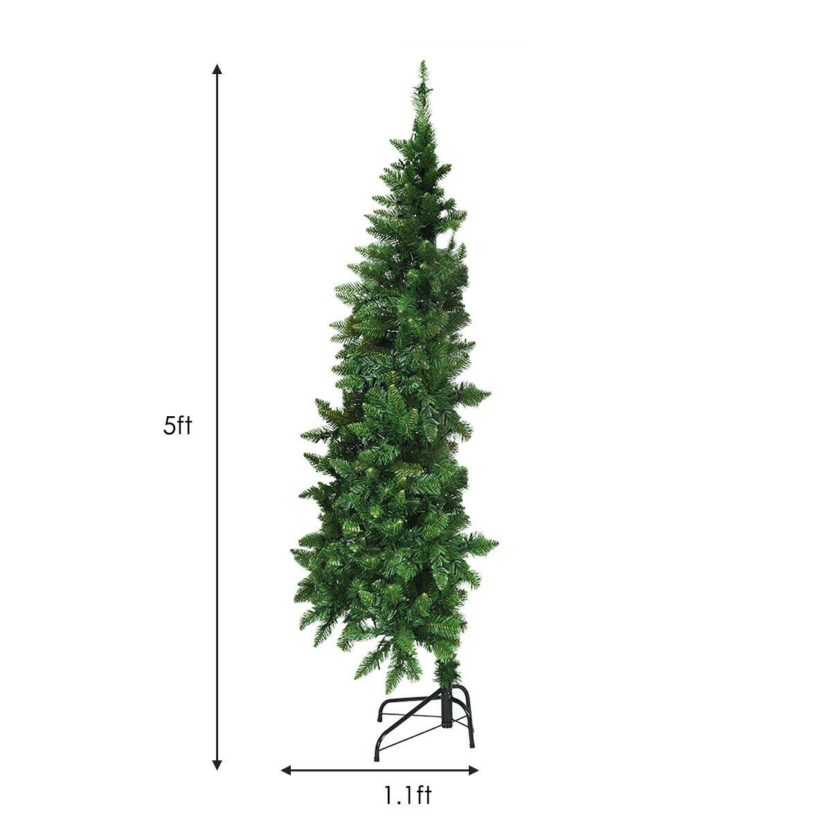 Pre-Lit Artificial Half National Christmas Tree with 8 Flash Modes-5 ft view 5