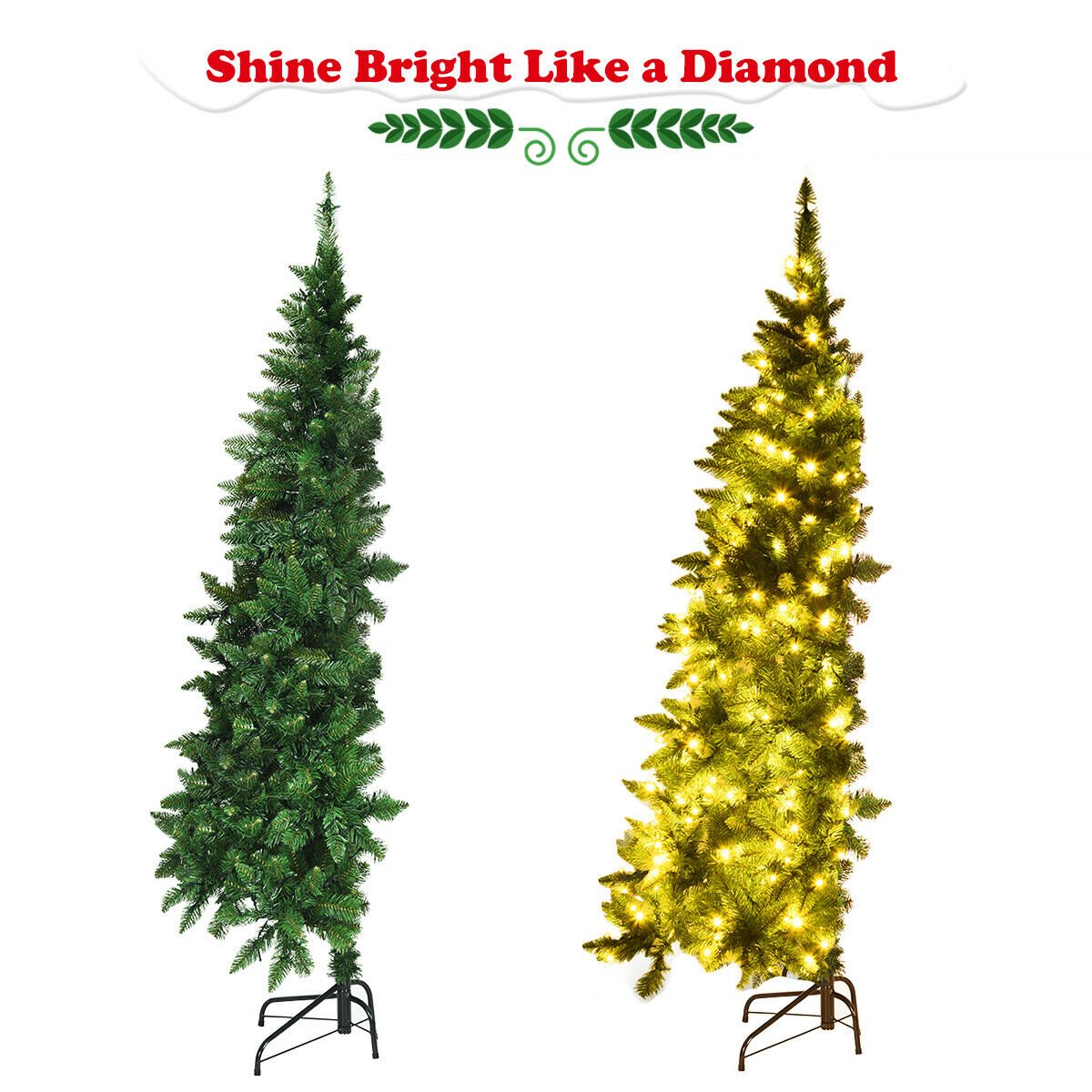 Pre-Lit Artificial Half National Christmas Tree with 8 Flash Modes-5 ft view 6