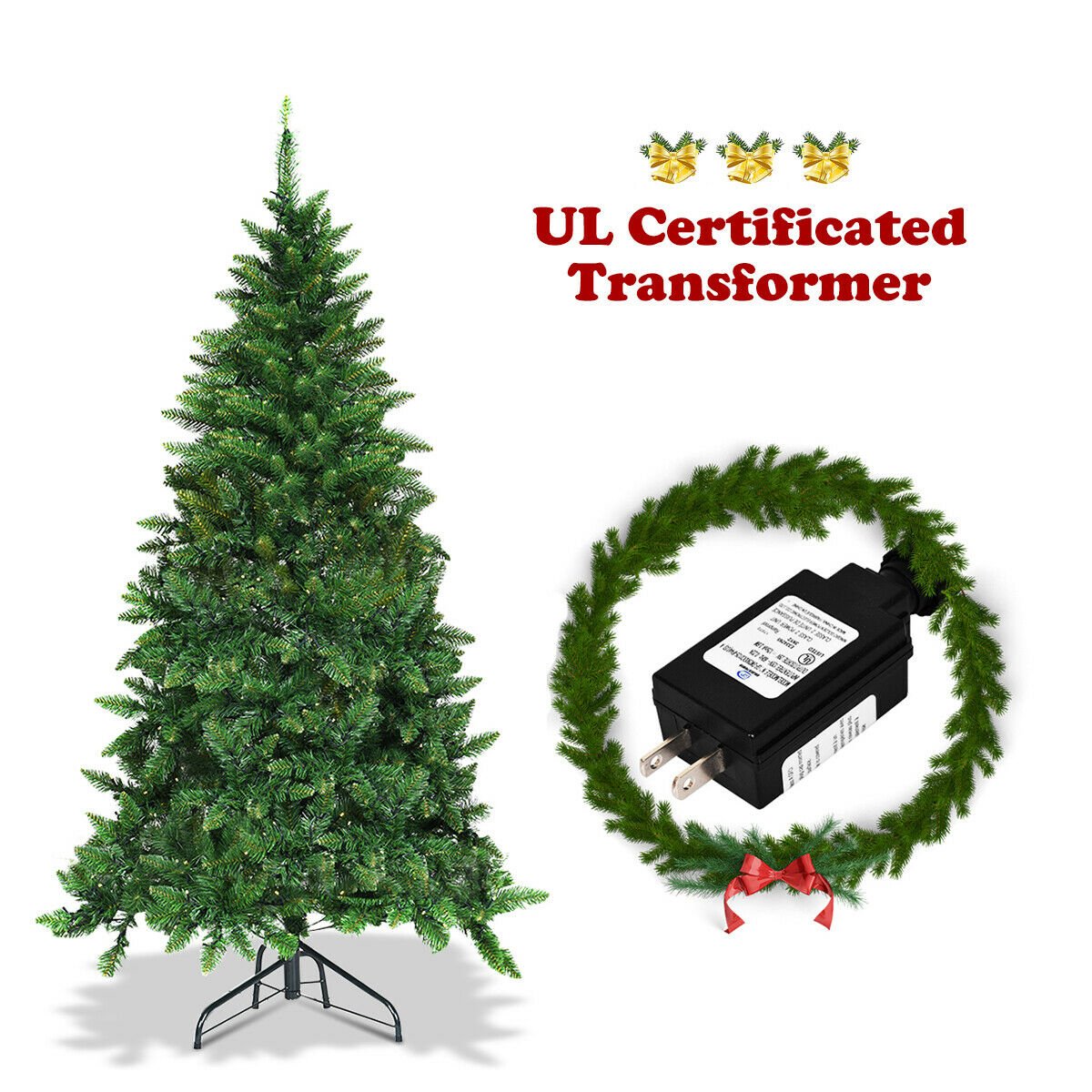 Pre-Lit Artificial Half National Christmas Tree with 8 Flash Modes-5 ft view 7