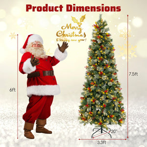 5/7.5/9 FT Pre-Lit Artificial Christmas Tree with 453/1096/1416 PVC and Pine Needles-L view 4
