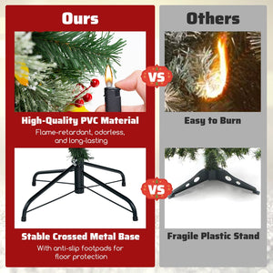 5/7.5/9 FT Pre-Lit Artificial Christmas Tree with 453/1096/1416 PVC and Pine Needles-L view 5