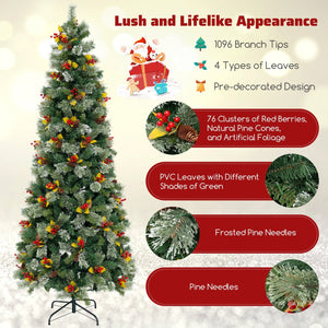 5/7.5/9 FT Pre-Lit Artificial Christmas Tree with 453/1096/1416 PVC and Pine Needles-L view 6