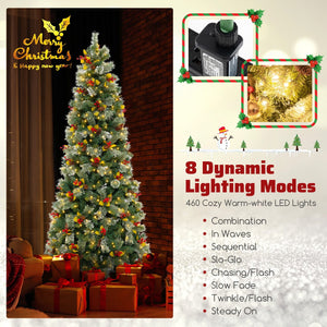 5/7.5/9 FT Pre-Lit Artificial Christmas Tree with 453/1096/1416 PVC and Pine Needles-L view 7