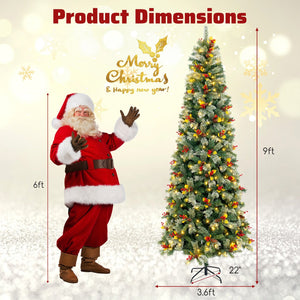 5/7.5/9 FT Pre-Lit Artificial Christmas Tree with 453/1096/1416 PVC and Pine Needles-XL view 4