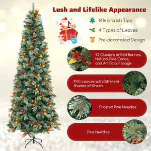 5/7.5/9 FT Pre-Lit Artificial Christmas Tree with 453/1096/1416 PVC and Pine Needles-XL view 7
