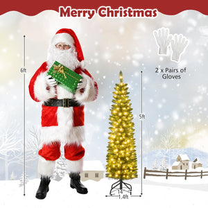 5/6/7/8/9 Feet Pre-lit Pencil Artificial Christmas Tree with 150/180/200//300/400 Warm White LED Lights-5 ft view 5