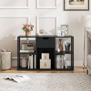5-Cube Bookcase with Storage Drawer Freestanding Bookshelf Modern Display Rack-Black view 3