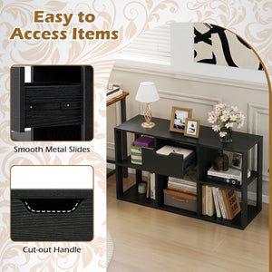 5-Cube Bookcase with Storage Drawer Freestanding Bookshelf Modern Display Rack-Black view 9