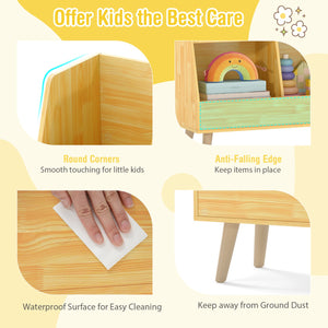 5-Cube Kids Bookshelf and Toy Organizer with Anti-Tipping Kits-Oak view 8