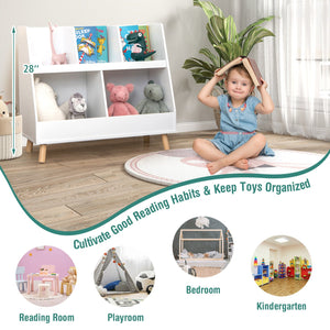 5-Cube Kids Bookshelf and Toy Organizer with Anti-Tipping Kits-White view 7