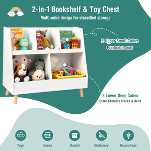 5-Cube Kids Bookshelf and Toy Organizer with Anti-Tipping Kits-White view 8