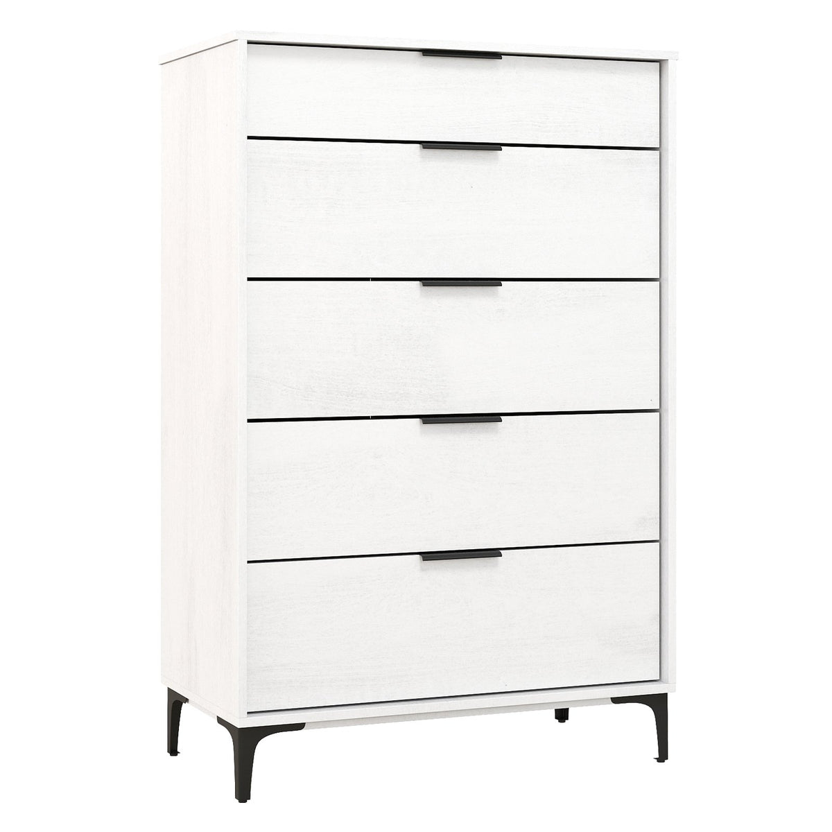 5-Drawer Dresser with Interlock System for Bedroom Living Room-White view 4