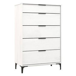 5-Drawer Dresser with Interlock System for Bedroom Living Room-White view 4