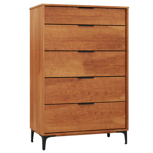 5-Drawer Dresser with Interlock System for Bedroom Living Room-Cherry view 4